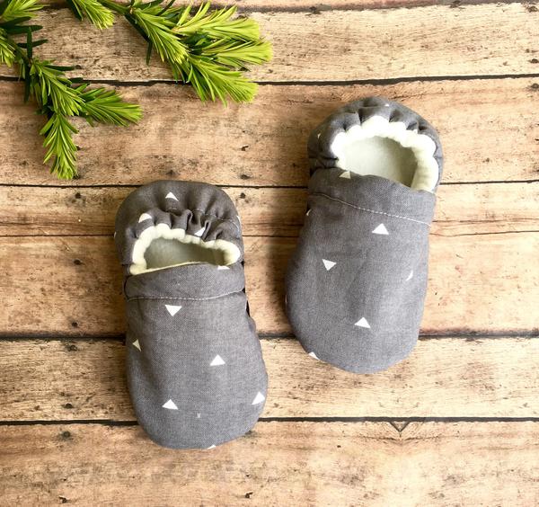 Gray & White Triangle Moccasins