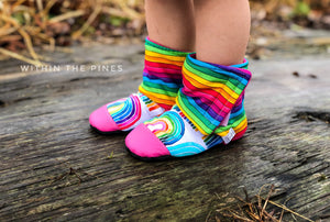 Watercolor Rainbow Stripe Wrap Around Boots