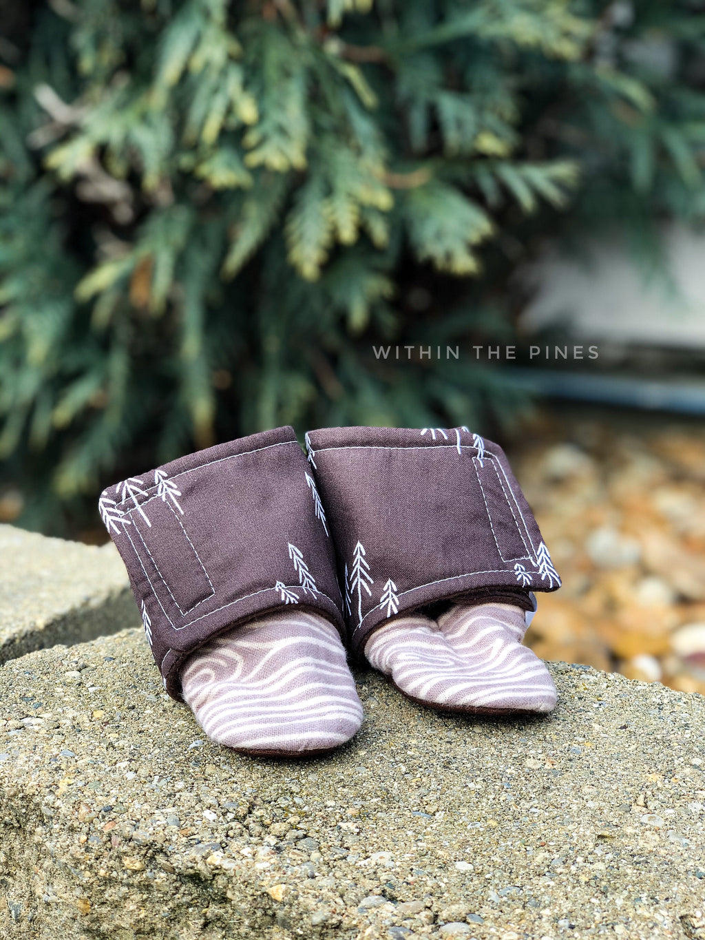 Brown Pine Tree Wrap Around Boots