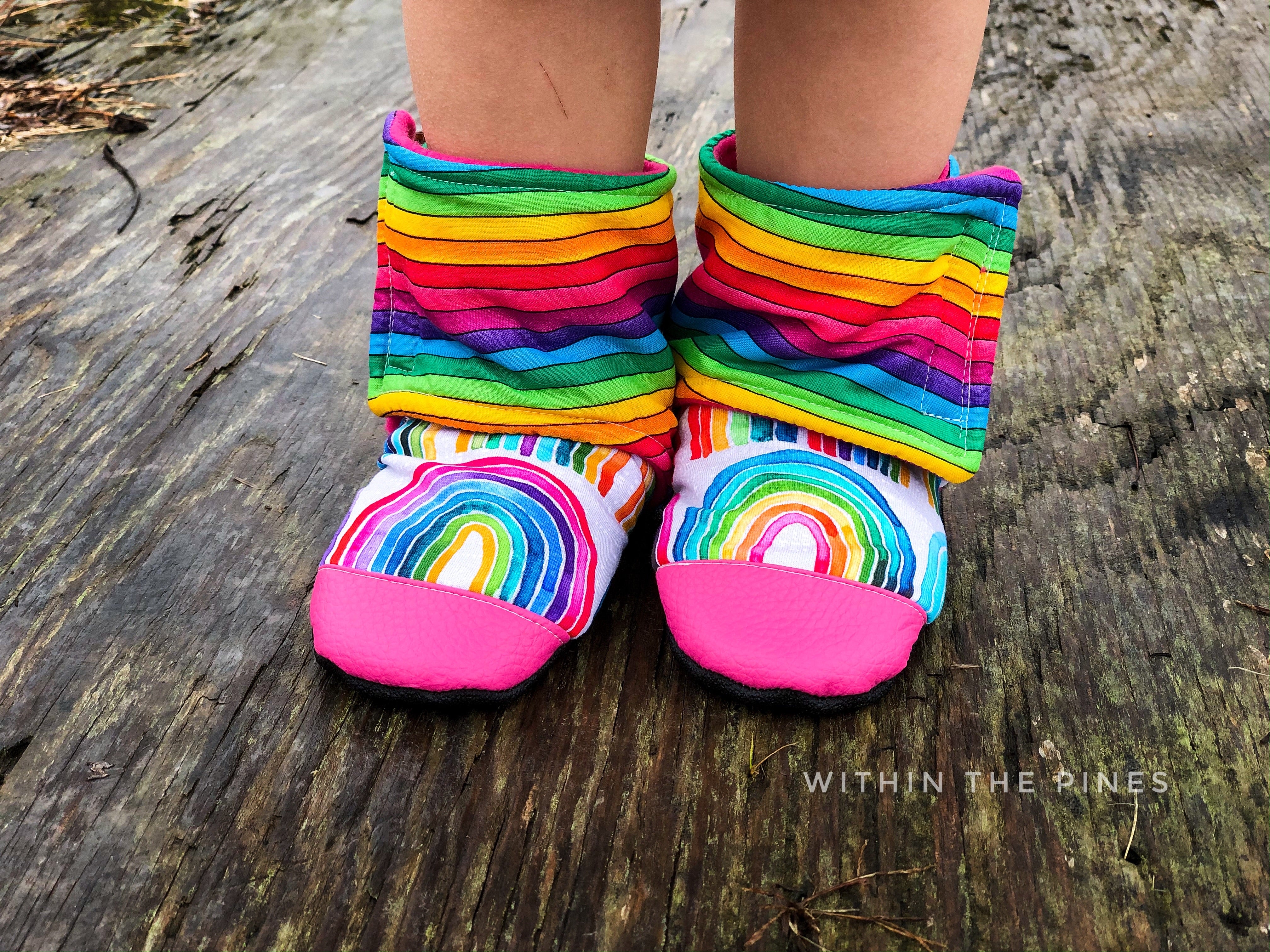 Watercolor Rainbow Stripe Wrap Around Boots